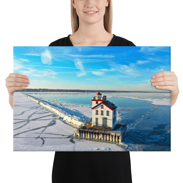 Lorain Lighthouse & Frozen Lake Erie canvas print